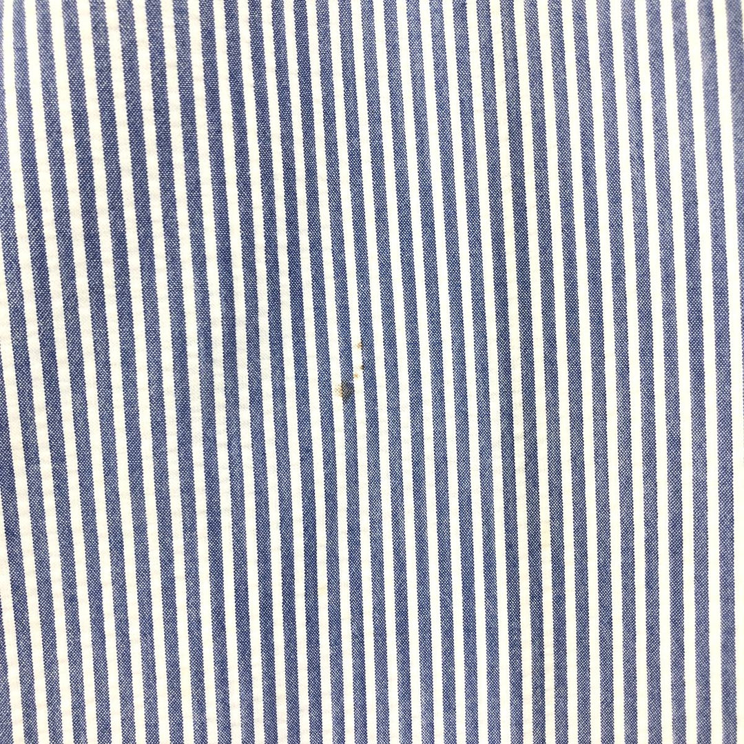 Ralph Lauren Classic Fit Seersucker Short Sleeve Button Down Striped Shirt Men's Size L cotton blue type Vintage Second Hand