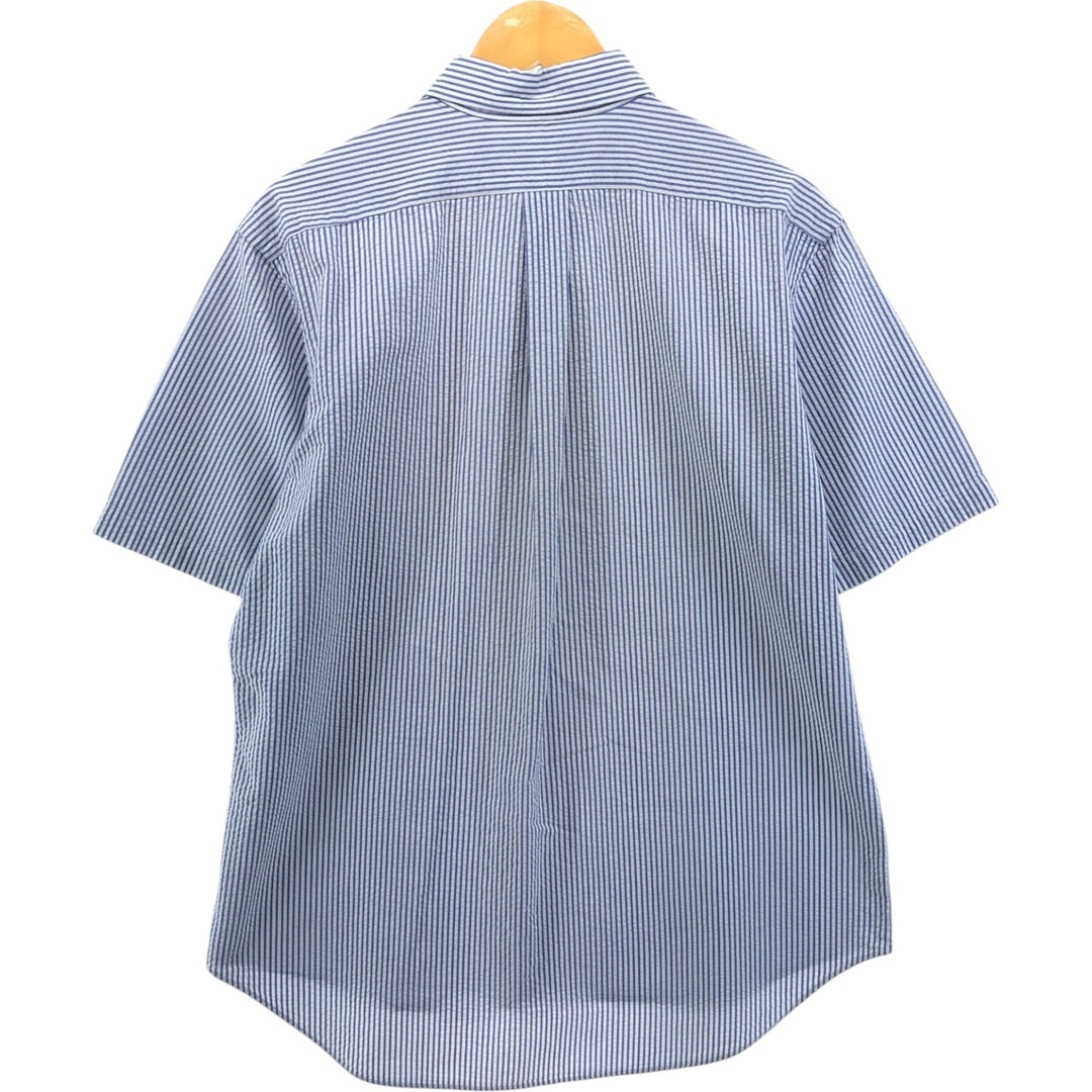Ralph Lauren Classic Fit Seersucker Short Sleeve Button Down Striped Shirt Men's Size L cotton white type Vintage Second Hand