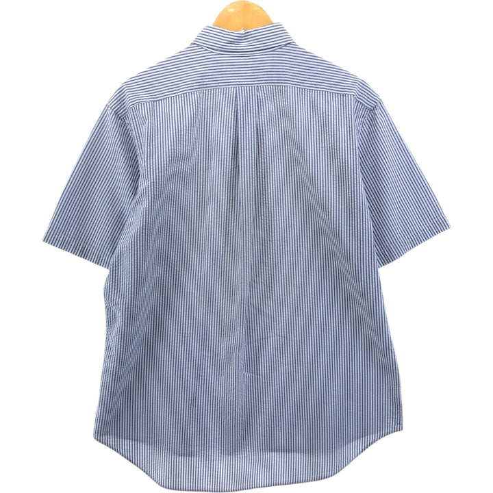 Ralph Lauren Classic Fit Seersucker Short Sleeve Button Down Striped Shirt Men's Size L cotton white type Vintage Second Hand