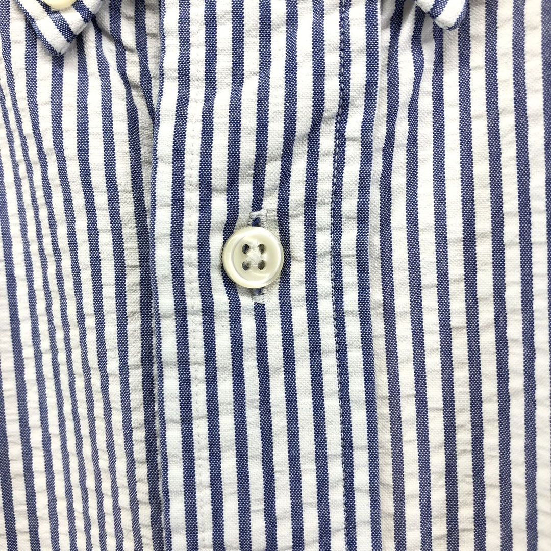 Ralph Lauren Classic Fit Seersucker Short Sleeve Button Down Striped Shirt Men's Size L cotton white type Vintage Second Hand