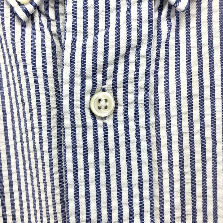 Ralph Lauren Classic Fit Seersucker Short Sleeve Button Down Striped Shirt Men's Size L cotton white type Vintage Second Hand