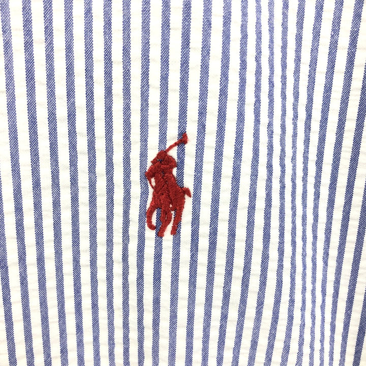Ralph Lauren Classic Fit Seersucker Short Sleeve Button Down Striped Shirt Men's Size L cotton white type Vintage Second Hand