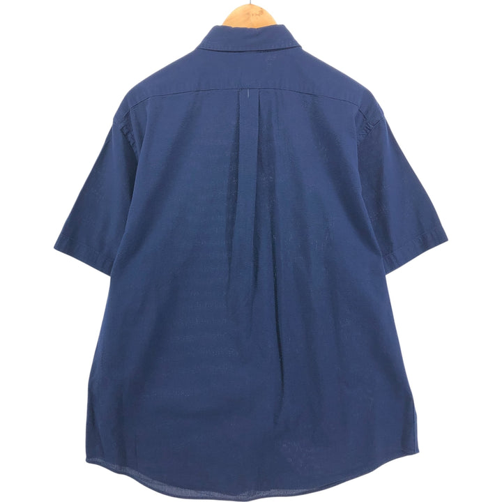 Ralph Lauren Seersucker Short Sleeve Button Down Shirt Men's XL cotton navy blue type Vintage Second Hand