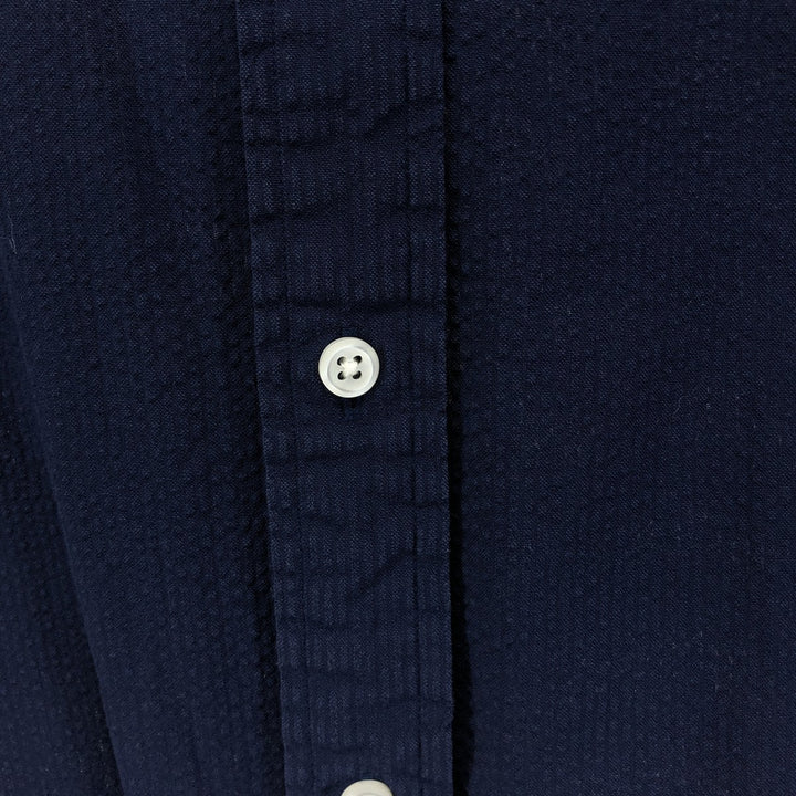 Ralph Lauren Seersucker Short Sleeve Button Down Shirt Men's XL cotton navy blue type Vintage Second Hand