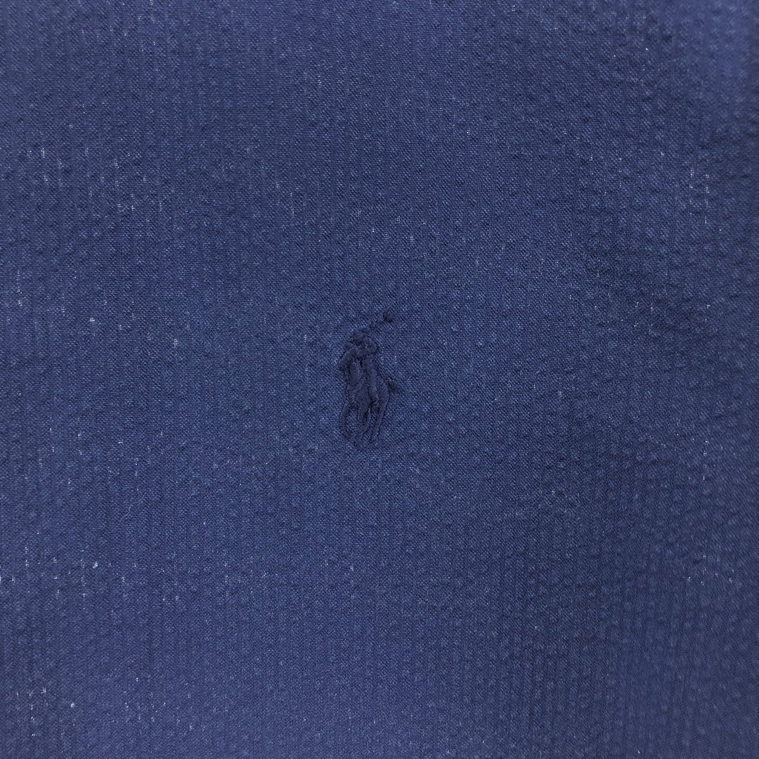 Ralph Lauren Seersucker Short Sleeve Button Down Shirt Men's XL cotton navy blue type Vintage Second Hand