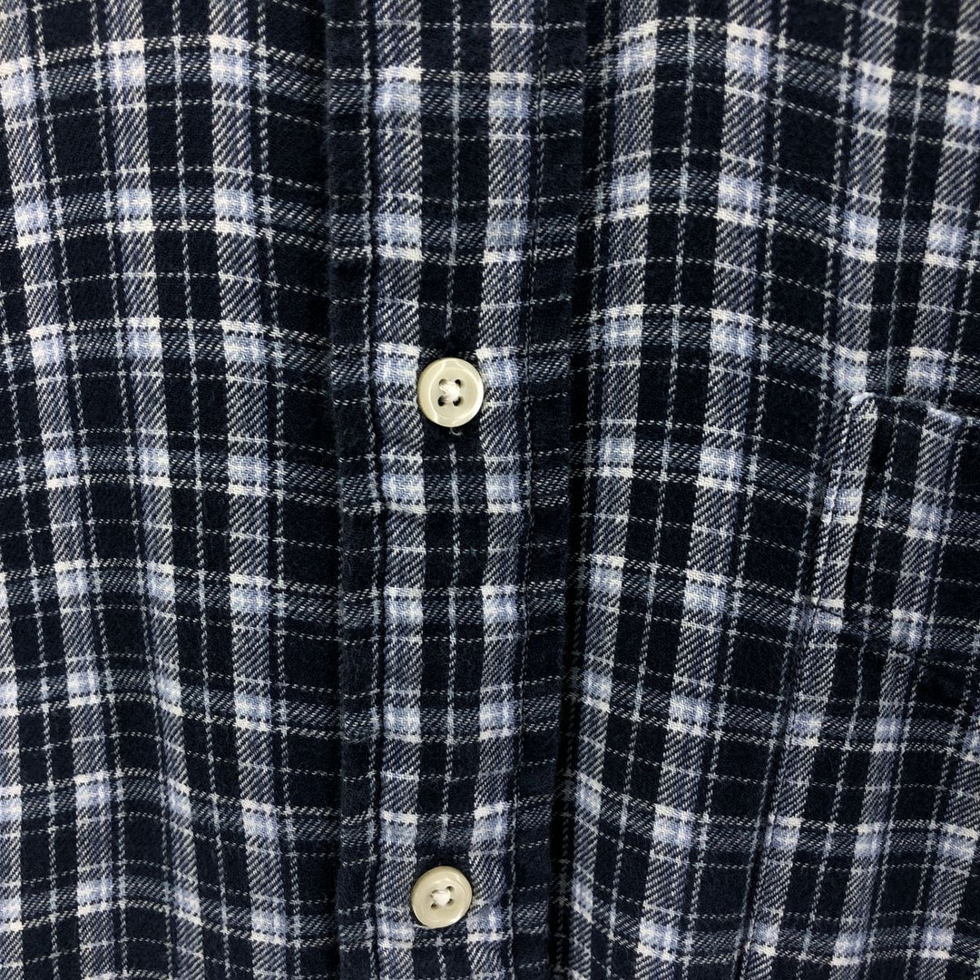 Ralph Lauren BIG SHIRT Long sleeve button down light flannel check shirt Men's XL size cotton navy blue type Vintage Second Hand