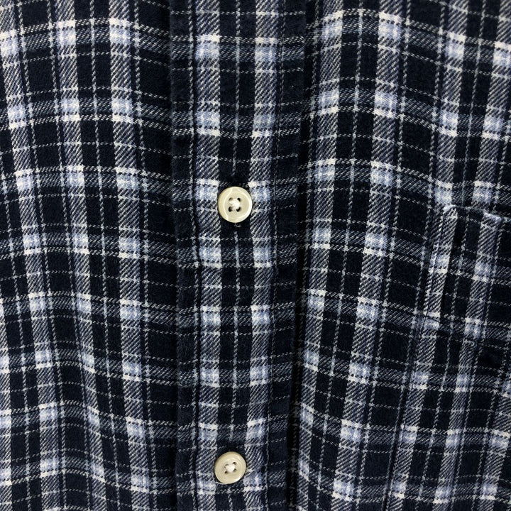 Ralph Lauren BIG SHIRT Long sleeve button down light flannel check shirt Men's XL size cotton navy blue type Vintage Second Hand
