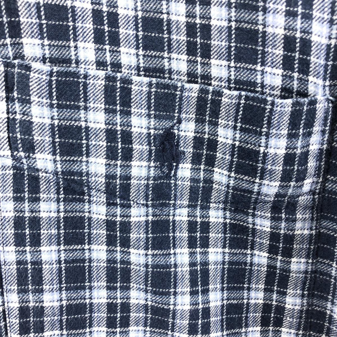 Ralph Lauren BIG SHIRT Long sleeve button down light flannel check shirt Men's XL size cotton navy blue type Vintage Second Hand