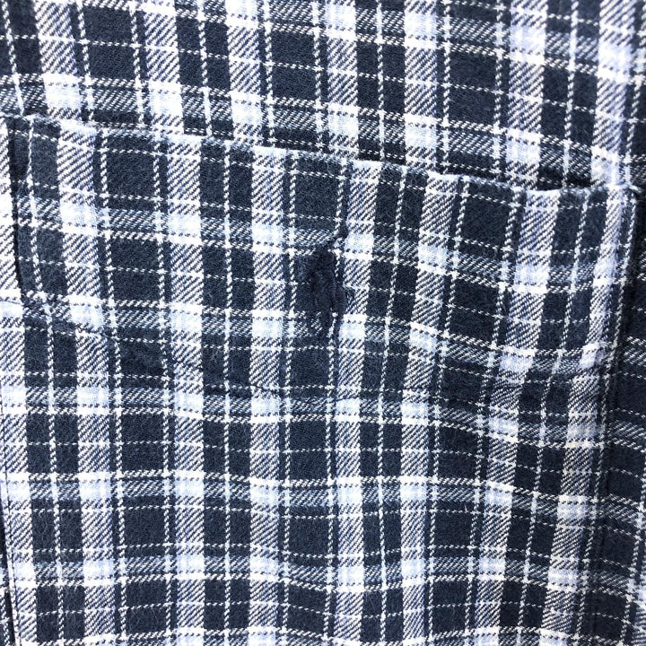 Ralph Lauren BIG SHIRT Long sleeve button down light flannel check shirt Men's XL size cotton navy blue type Vintage Second Hand