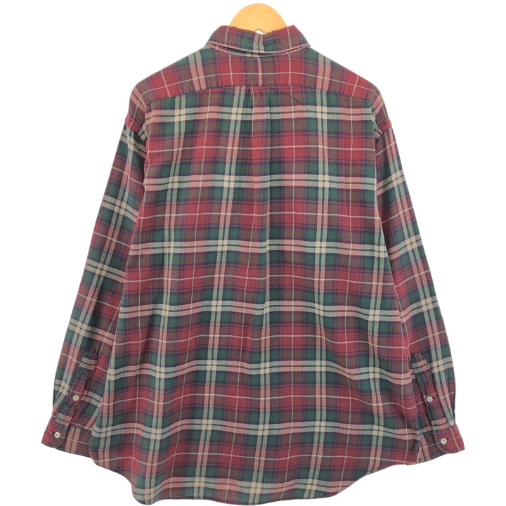 Ralph Lauren BLAKE long sleeve button down light flannel check shirt men's XXL cotton red type reddish brown Vintage Second Hand