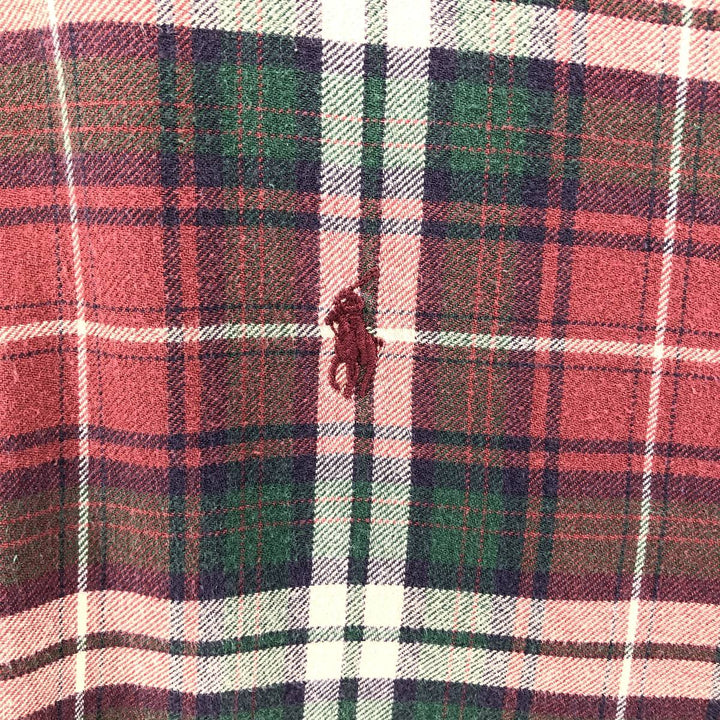 Ralph Lauren BLAKE long sleeve button down light flannel check shirt men's XXL cotton red type reddish brown Vintage Second Hand