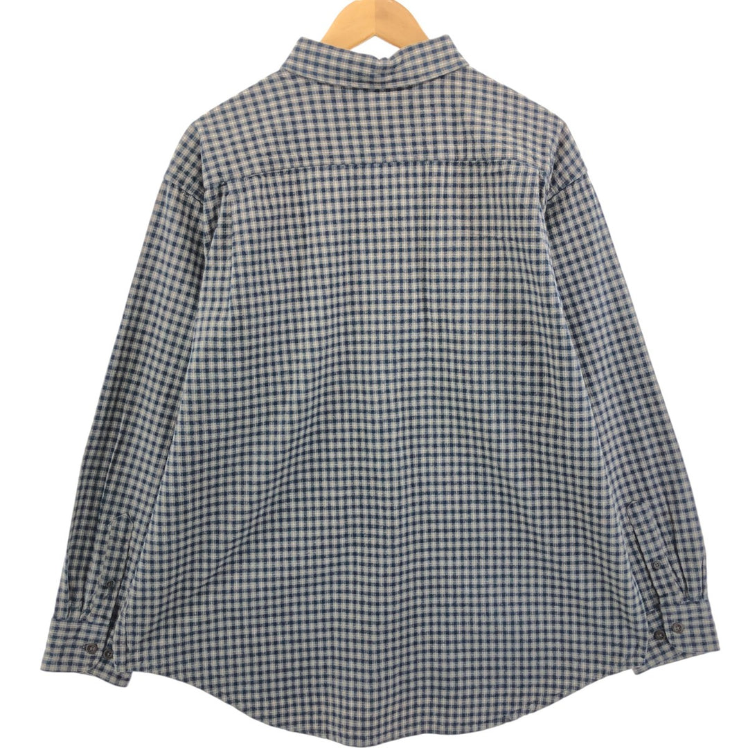 90'S GAP Old Gap Long Sleeve Flannel Check Shirt Men's XL cotton navy blue type Vintage Second Hand