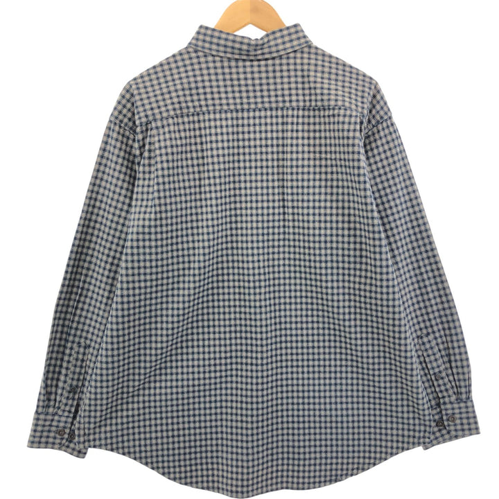 90'S GAP Old Gap Long Sleeve Flannel Check Shirt Men's XL cotton navy blue type Vintage Second Hand