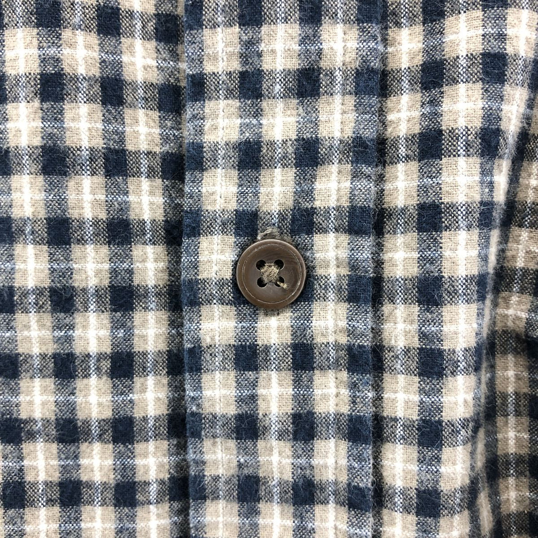 90'S GAP Old Gap Long Sleeve Flannel Check Shirt Men's XL cotton navy blue type Vintage Second Hand