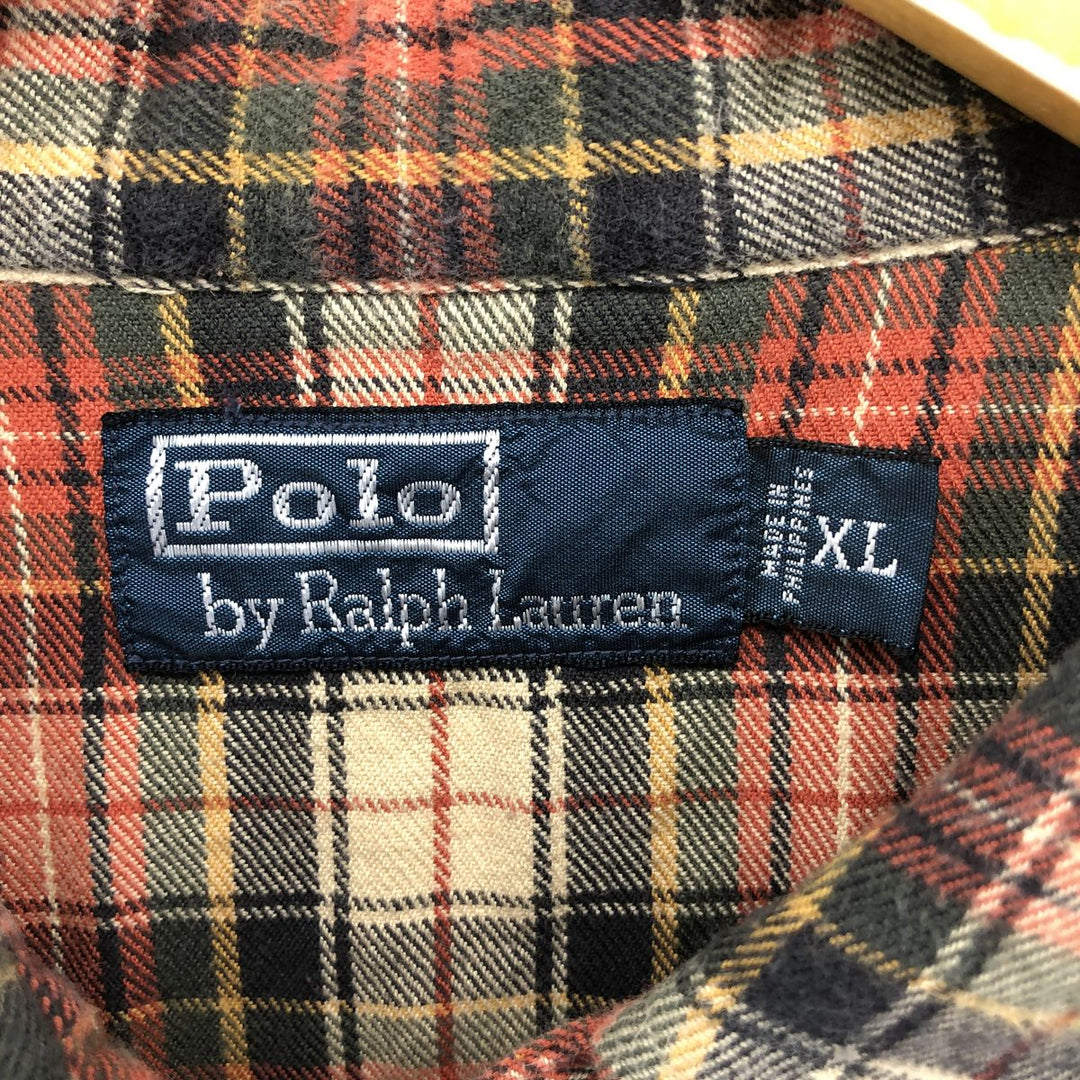 Ralph Lauren POLO by Ralph Lauren Long Sleeve Flannel Check Shirt Men's XL cotton orange type Vintage Second Hand