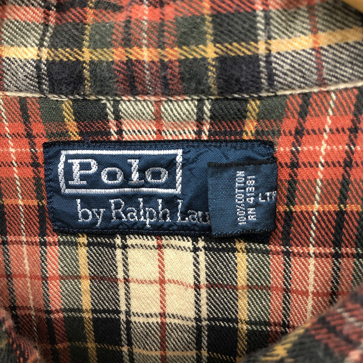 Ralph Lauren POLO by Ralph Lauren Long Sleeve Flannel Check Shirt Men's XL cotton orange type Vintage Second Hand