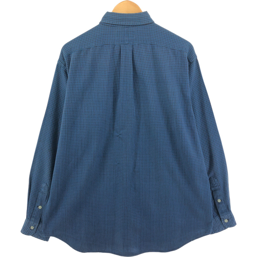 Ralph Lauren BLAIRE long sleeve button down light flannel check shirt men's XL size cotton blue type Vintage Second Hand