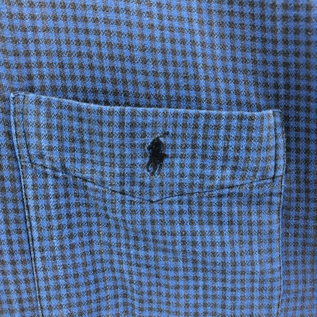 Ralph Lauren BLAIRE long sleeve button down light flannel check shirt men's XL size cotton blue type Vintage Second Hand