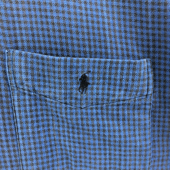 Ralph Lauren BLAIRE long sleeve button down light flannel check shirt men's XL size cotton blue type Vintage Second Hand