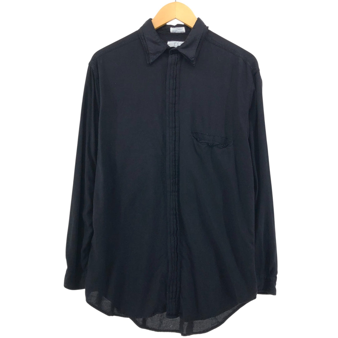 fis 3-piece collar long sleeve rayon shirt, men's M size Rayon black type Vintage Second Hand