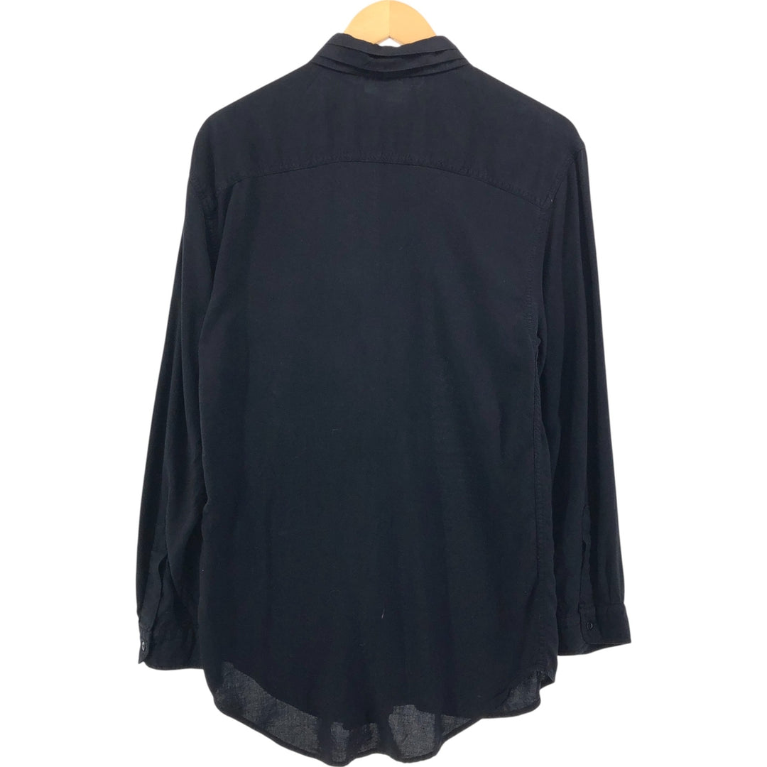 fis 3-piece collar long sleeve rayon shirt, men's M size Rayon black type Vintage Second Hand
