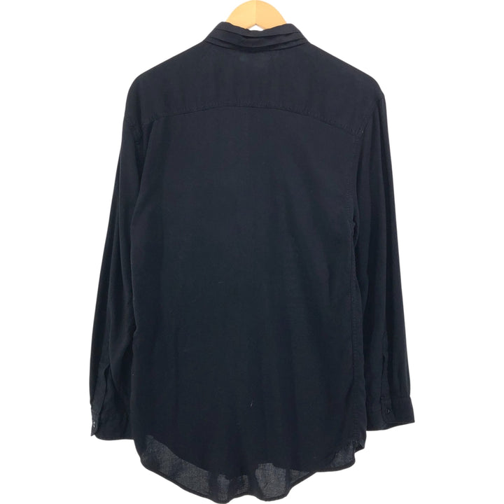 fis 3-piece collar long sleeve rayon shirt, men's M size Rayon black type Vintage Second Hand
