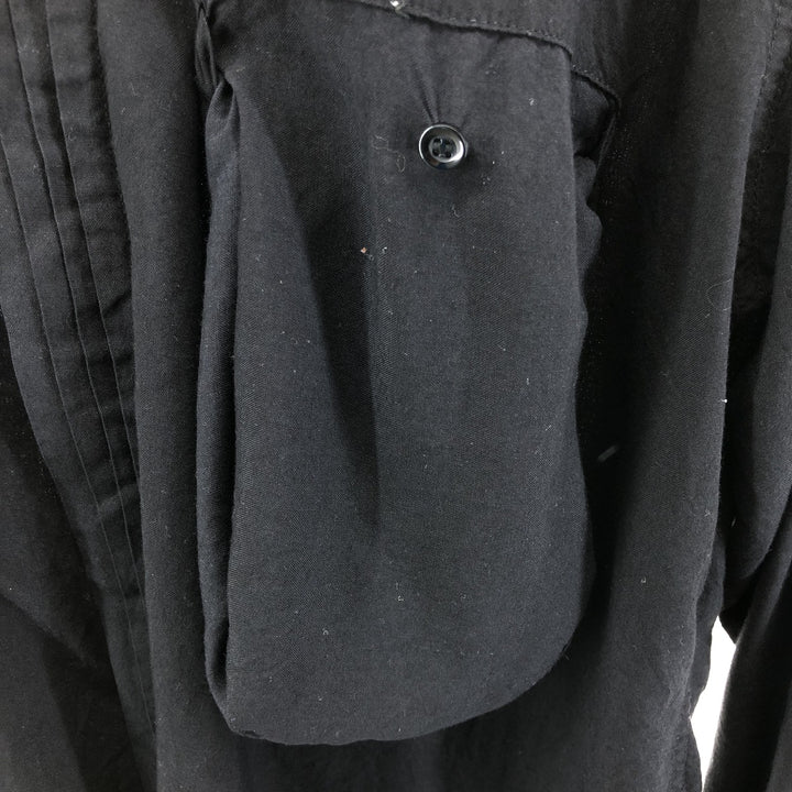 fis 3-piece collar long sleeve rayon shirt, men's M size Rayon black type Vintage Second Hand