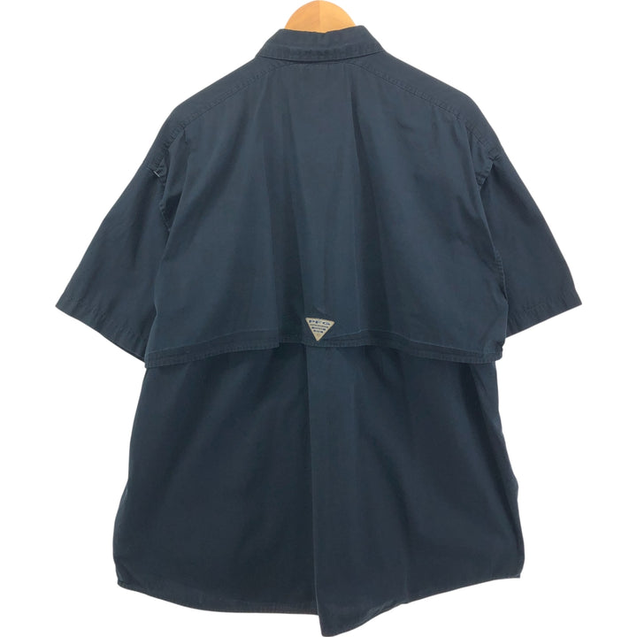 90s-00'S Columbia PFG Hidden Button Down Short Sleeve Fishing Shirt Men's XL cotton black type Vintage Second Hand