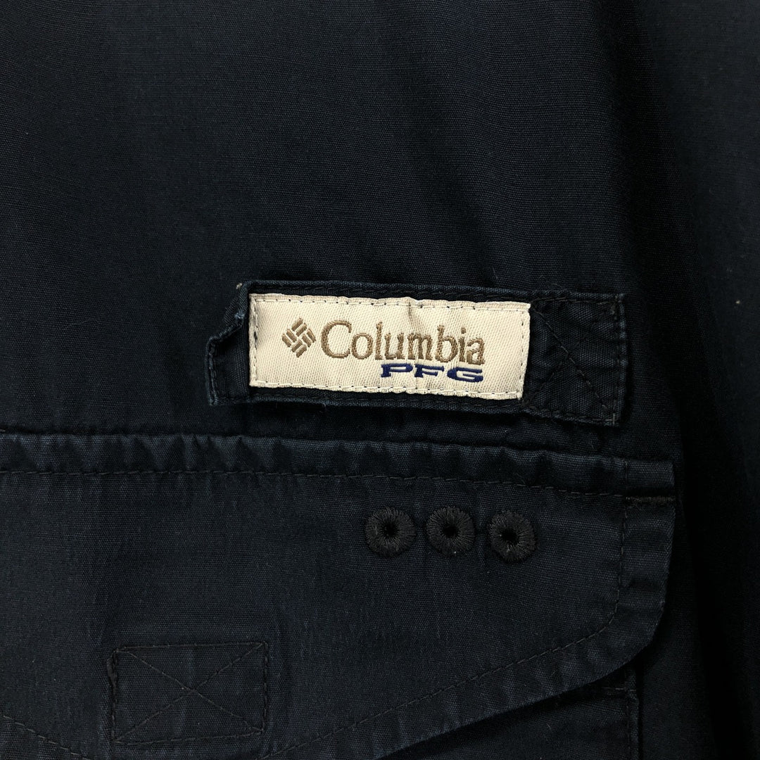 90s-00'S Columbia PFG Hidden Button Down Short Sleeve Fishing Shirt Men's XL cotton black type Vintage Second Hand