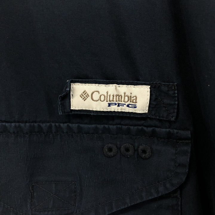 90s-00'S Columbia PFG Hidden Button Down Short Sleeve Fishing Shirt Men's XL cotton black type Vintage Second Hand