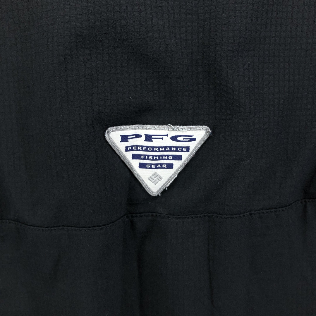 Columbia PFG Short Sleeve OMNI-SHADE Ripstop Button-Down Fishing Shirt, Men's L Size polyester black type Vintage Second Hand