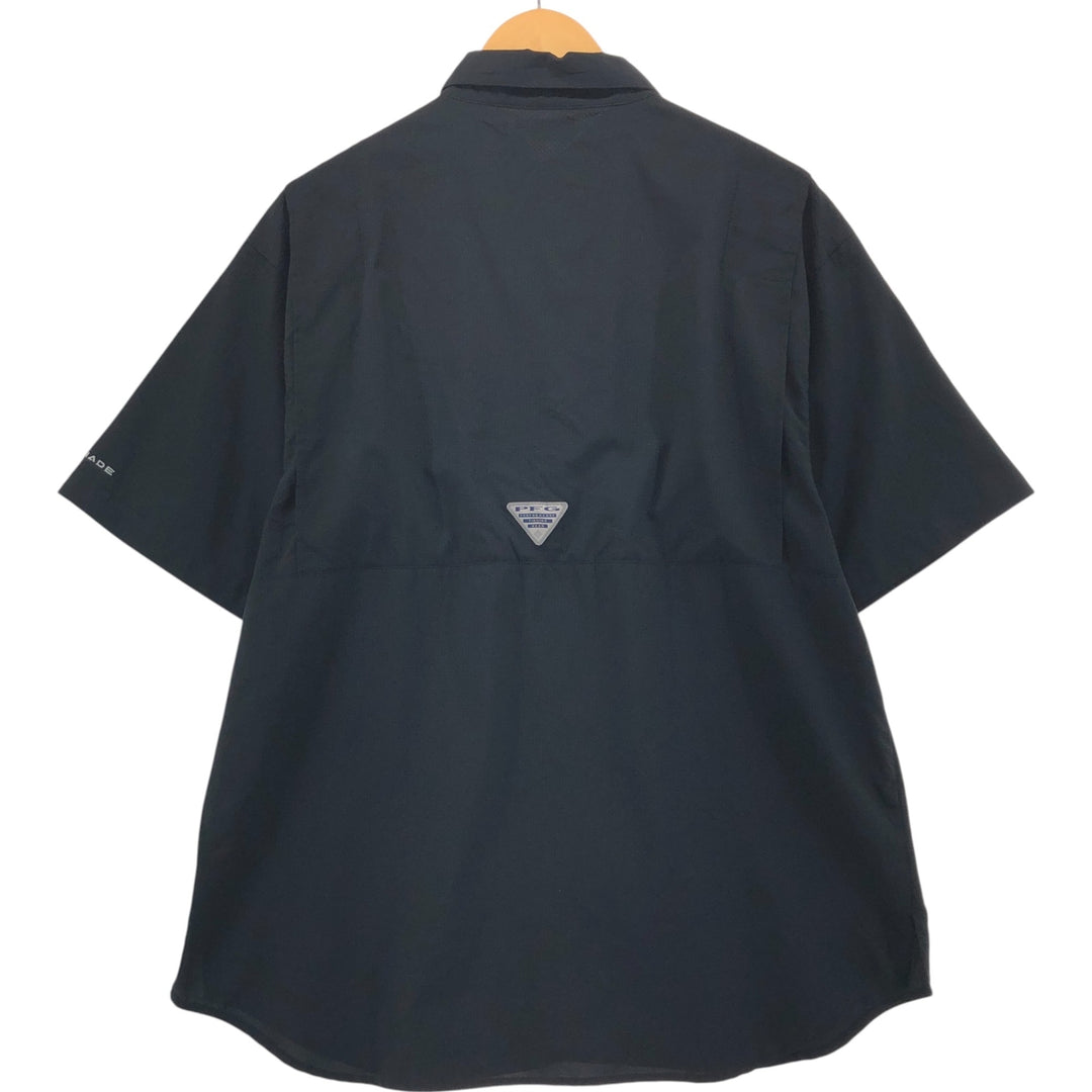 Columbia PFG OMNI-SHADE Ripstop Button-down Short Sleeve Fishing Shirt, Men's M unclear black type Vintage Second Hand