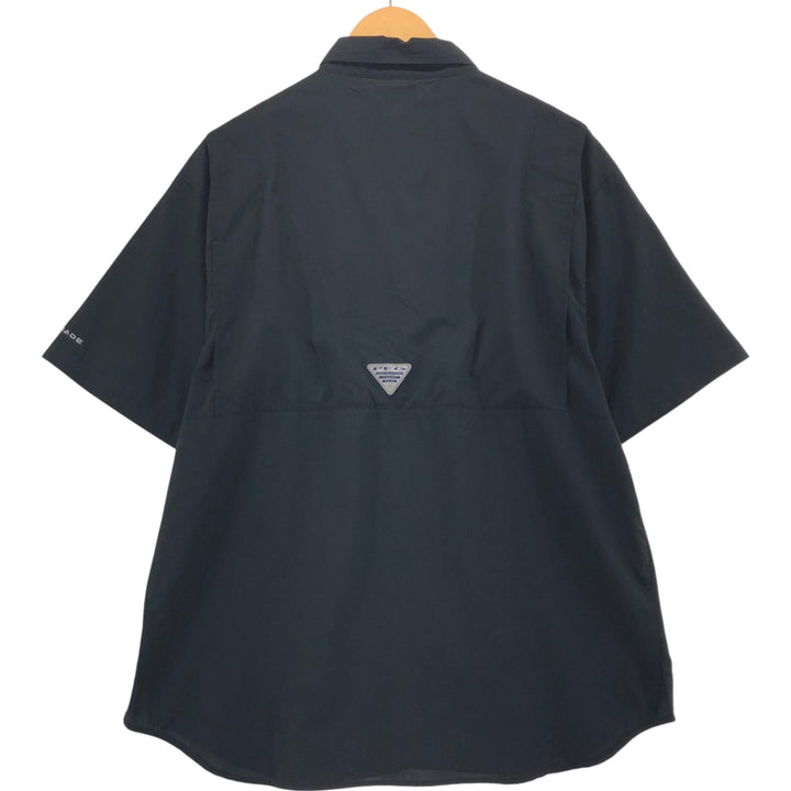 Columbia PFG OMNI-SHADE Ripstop Button-down Short Sleeve Fishing Shirt, Men's M unclear black type Vintage Second Hand
