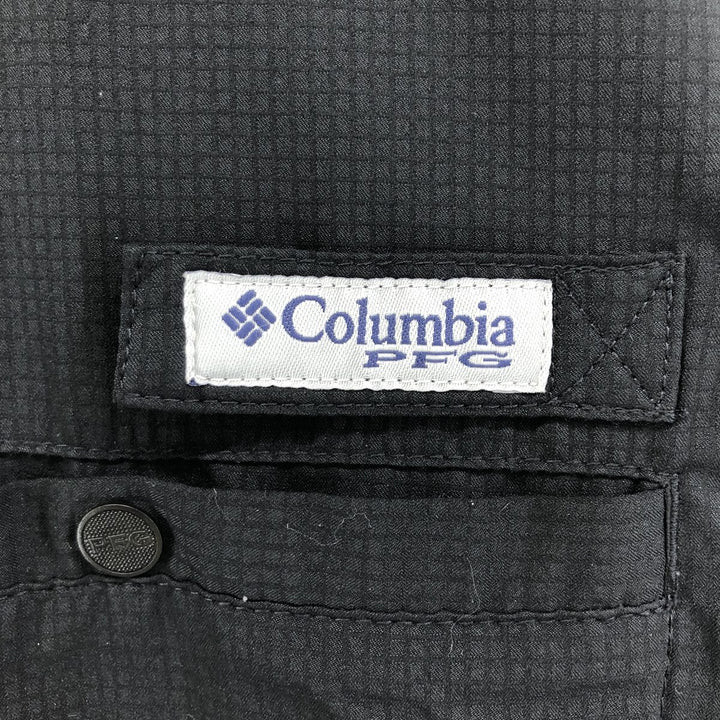 Columbia PFG OMNI-SHADE Ripstop Button-down Short Sleeve Fishing Shirt, Men's M unclear black type Vintage Second Hand