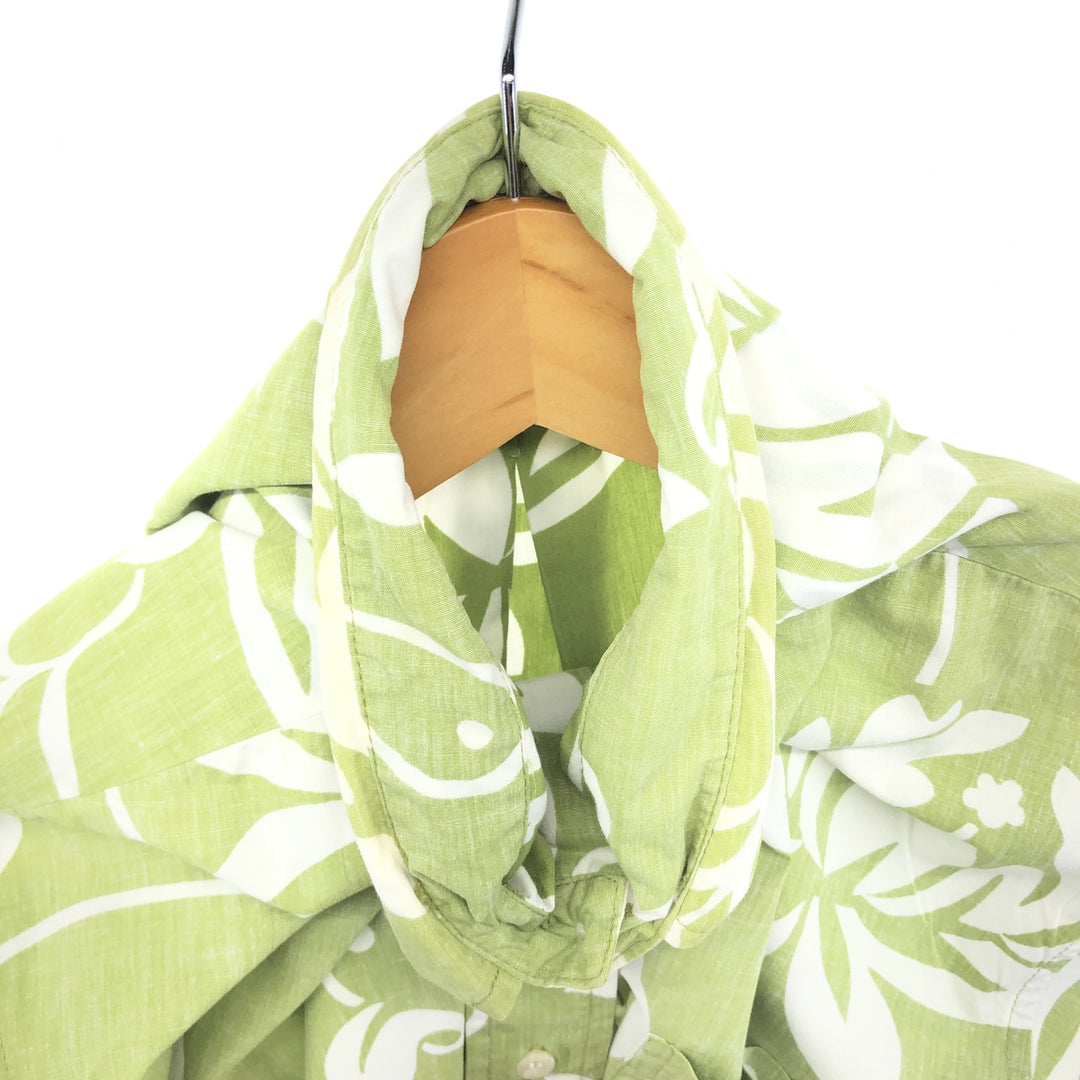90'S Reyn Spooner all-over floral print pullover button-down Hawaiian aloha shirt box shirt men's size L cotton green type yellow green Vintage Second Hand