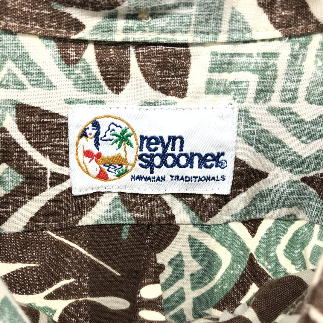 90'S Reyn Spooner Swimsuit Tag Bikini Tag All-over Leaf Pattern Button-down Hawaiian Aloha Shirt Box Shirt cotton Mint green Vintage Second Hand