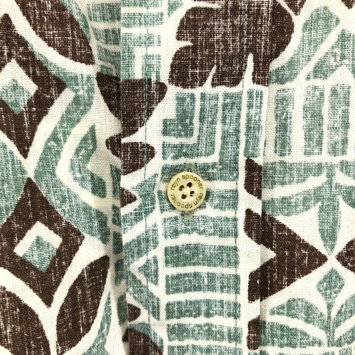 90'S Reyn Spooner Swimsuit Tag Bikini Tag All-over Leaf Pattern Button-down Hawaiian Aloha Shirt Box Shirt cotton Mint green Vintage Second Hand