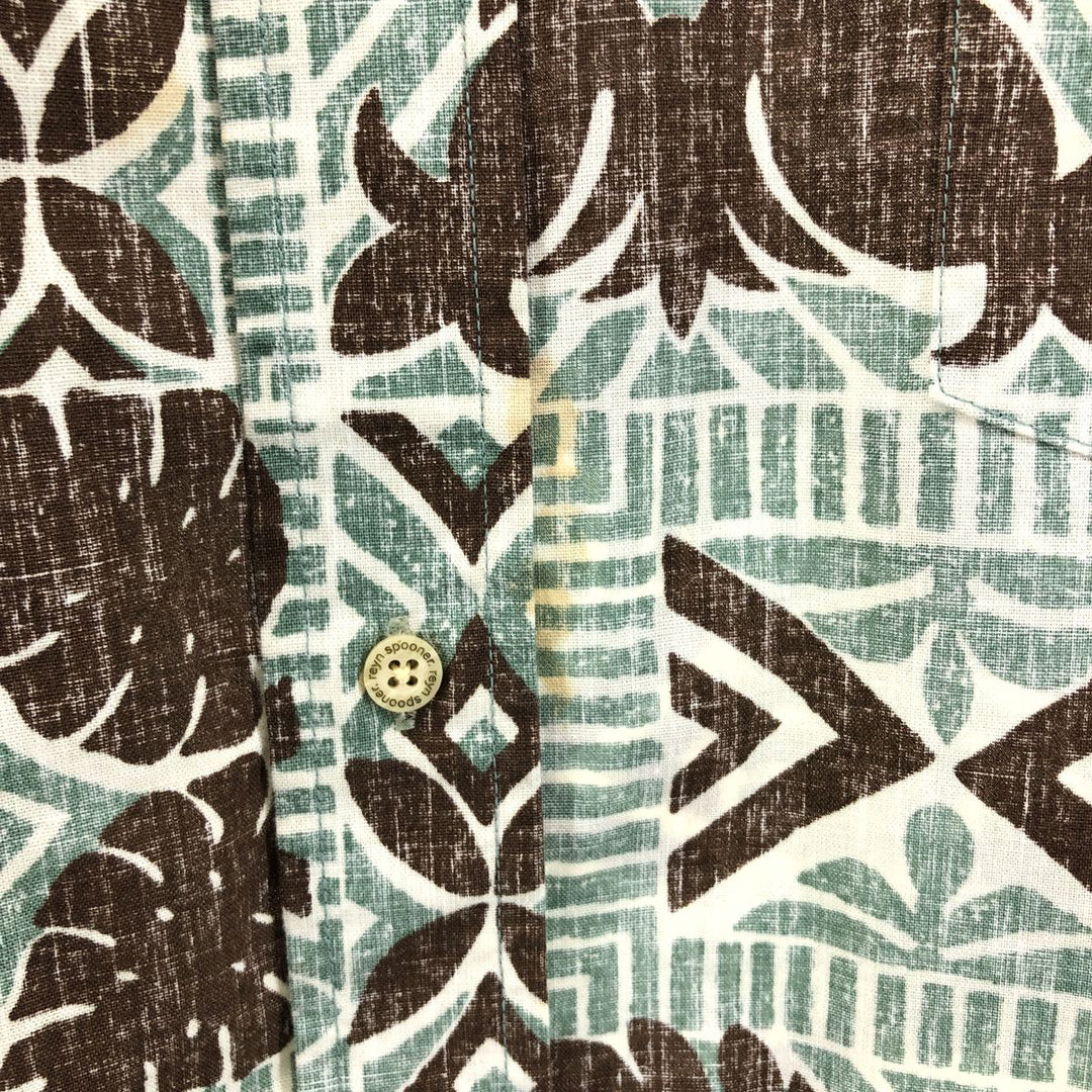 90'S Reyn Spooner Swimsuit Tag Bikini Tag All-over Leaf Pattern Button-down Hawaiian Aloha Shirt Box Shirt cotton Mint green Vintage Second Hand