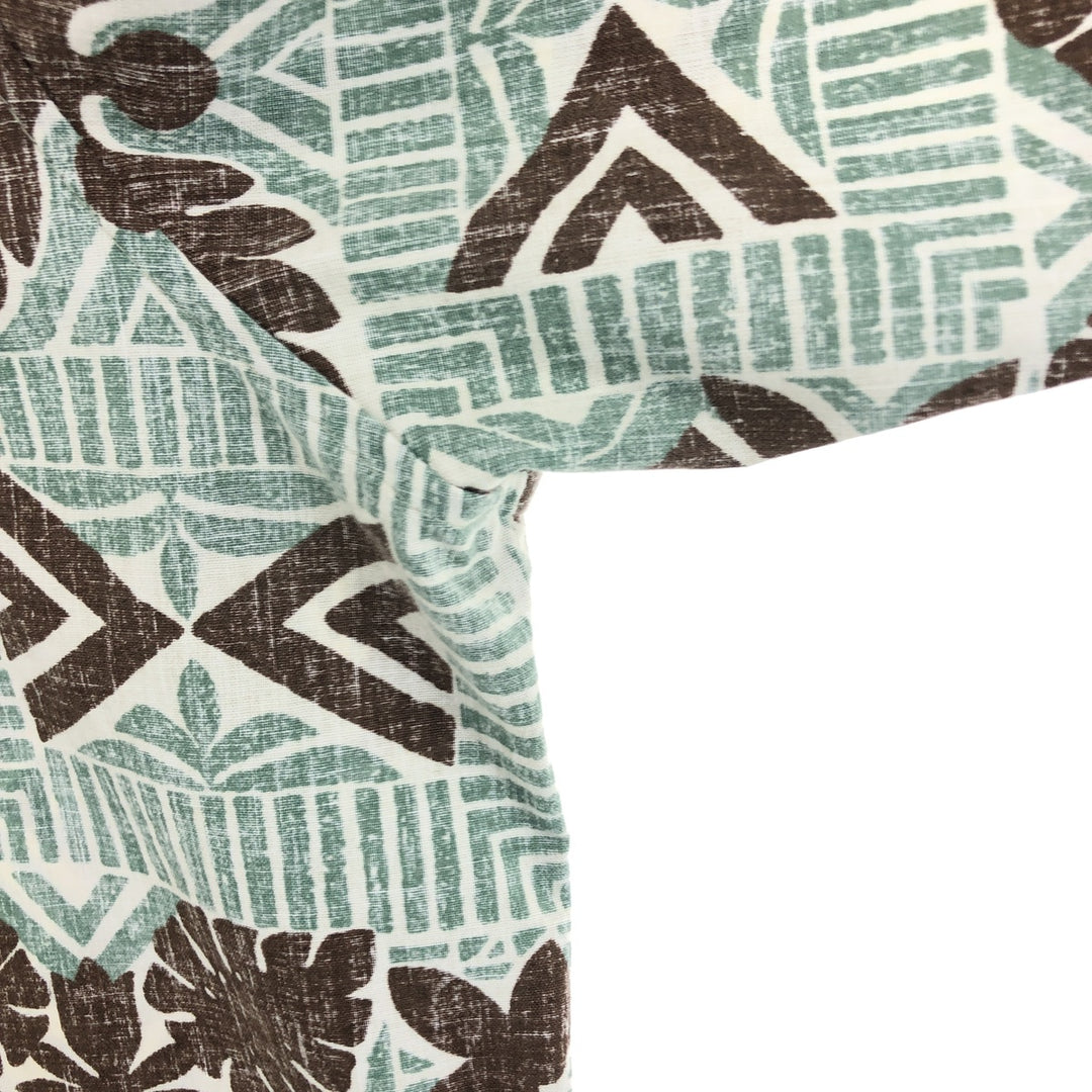 90'S Reyn Spooner Swimsuit Tag Bikini Tag All-over Leaf Pattern Button-down Hawaiian Aloha Shirt Box Shirt cotton Mint green Vintage Second Hand