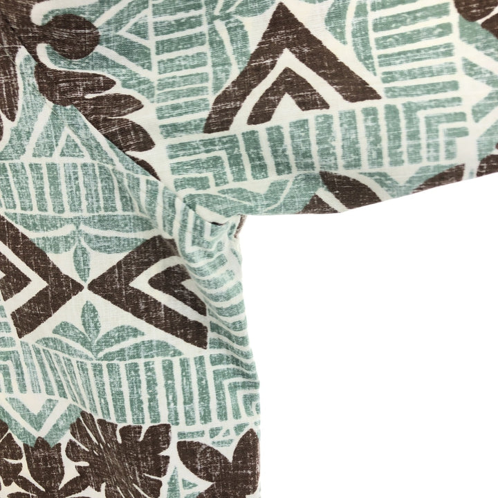 90'S Reyn Spooner Swimsuit Tag Bikini Tag All-over Leaf Pattern Button-down Hawaiian Aloha Shirt Box Shirt cotton Mint green Vintage Second Hand