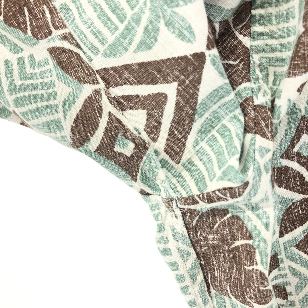 90'S Reyn Spooner Swimsuit Tag Bikini Tag All-over Leaf Pattern Button-down Hawaiian Aloha Shirt Box Shirt cotton Mint green Vintage Second Hand