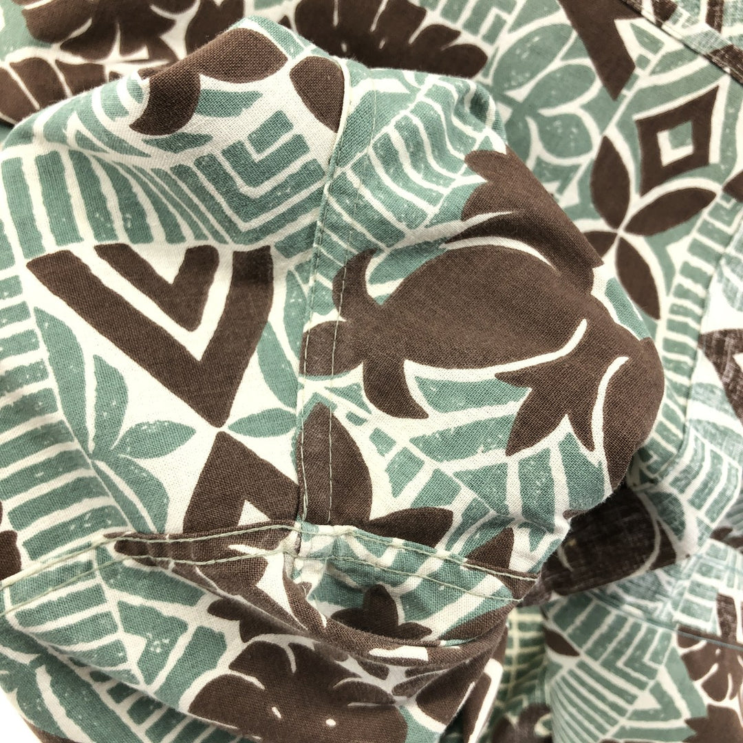 90'S Reyn Spooner Swimsuit Tag Bikini Tag All-over Leaf Pattern Button-down Hawaiian Aloha Shirt Box Shirt cotton Mint green Vintage Second Hand