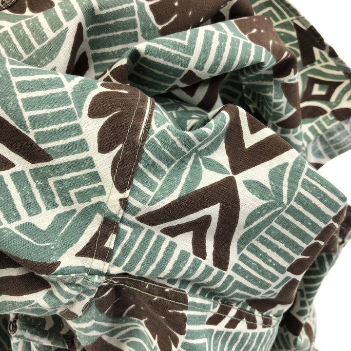 90'S Reyn Spooner Swimsuit Tag Bikini Tag All-over Leaf Pattern Button-down Hawaiian Aloha Shirt Box Shirt cotton Mint green Vintage Second Hand