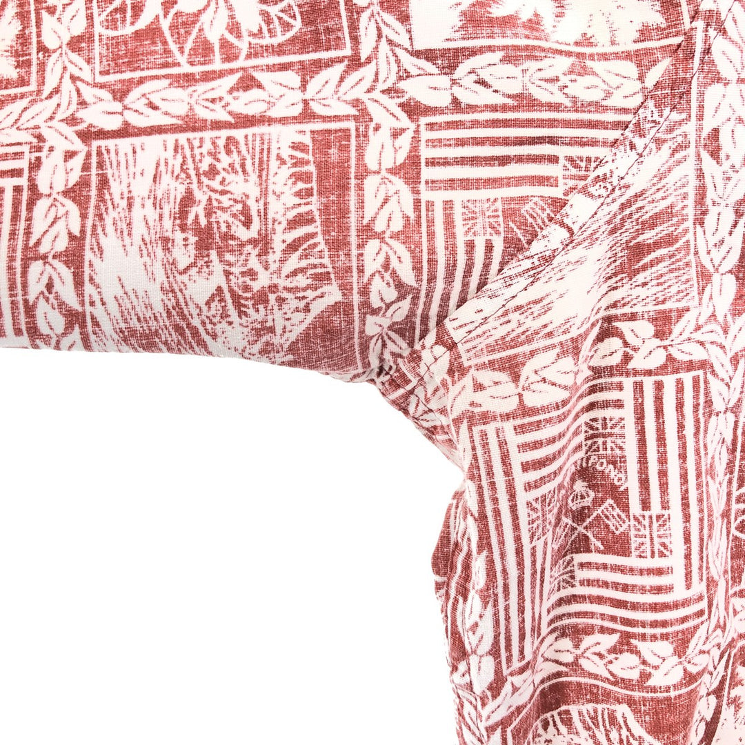 90'S Reyn Spooner Swimsuit Tag Bikini Tag All-Over Print Button-Down Hawaiian Aloha Shirt Box Shirt Men's L Size cotton red type Vintage Second Hand