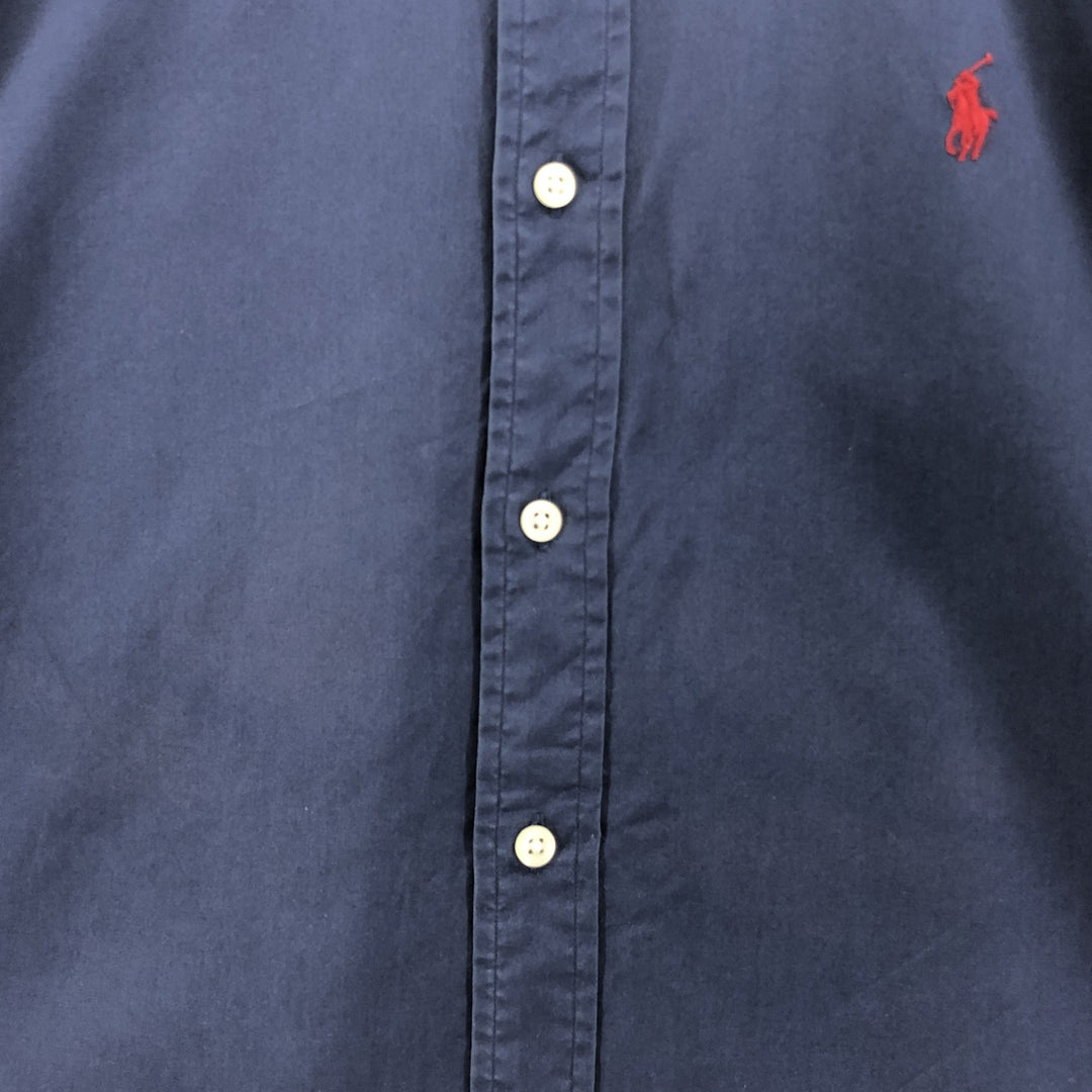 Ralph Lauren Classic Fit short sleeve button down shirt, men's size L cotton Navy blue Vintage Second Hand