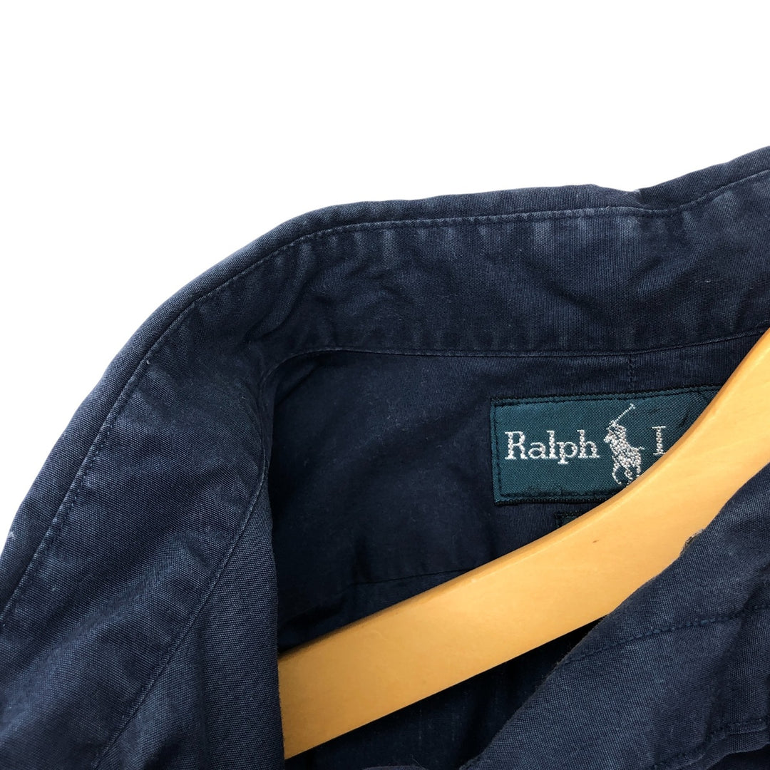 Ralph Lauren Classic Fit short sleeve button down shirt, men's size L cotton Navy blue Vintage Second Hand