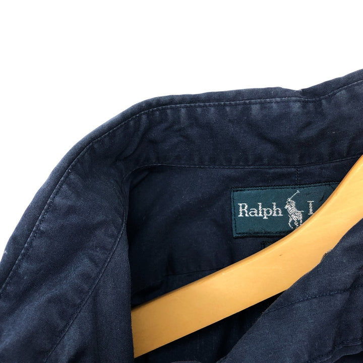 Ralph Lauren Classic Fit short sleeve button down shirt, men's size L cotton Navy blue Vintage Second Hand