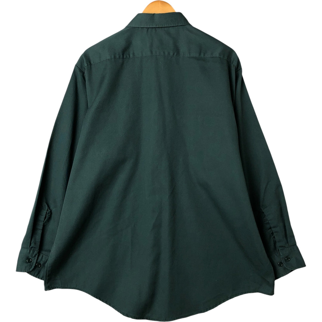 80'S Vintage Long Sleeve Work Shirt Made in USA Men's XL unclear green type Vintage Second Hand