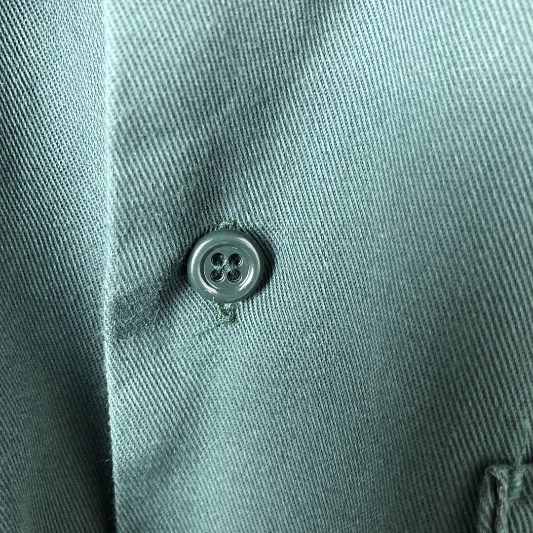 80'S Vintage Long Sleeve Work Shirt Made in USA Men's XL unclear green type Vintage Second Hand