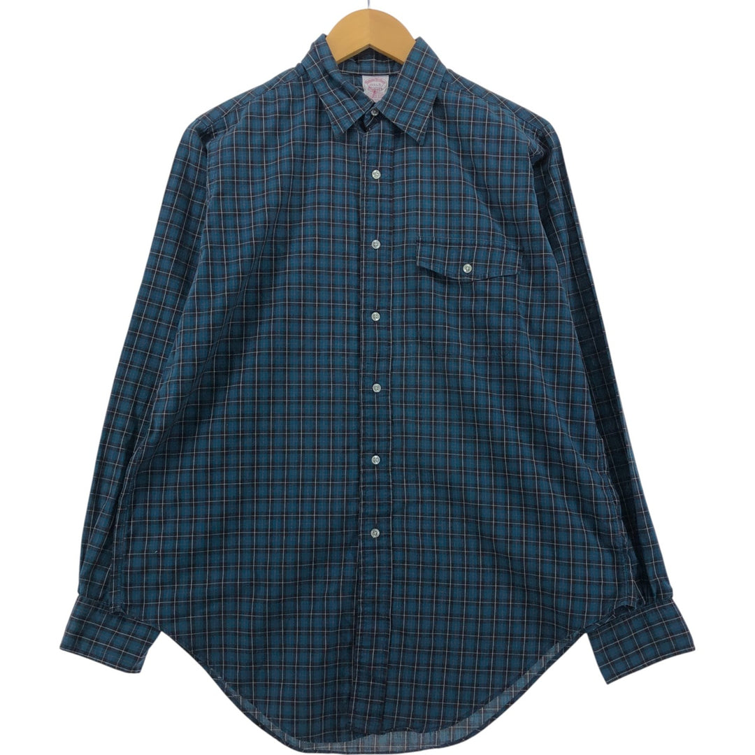 Brooks Brothers MAKERS Long Sleeve Button-Down Check Shirt Made in USA Men's M Size cotton multicolor Vintage Second Hand